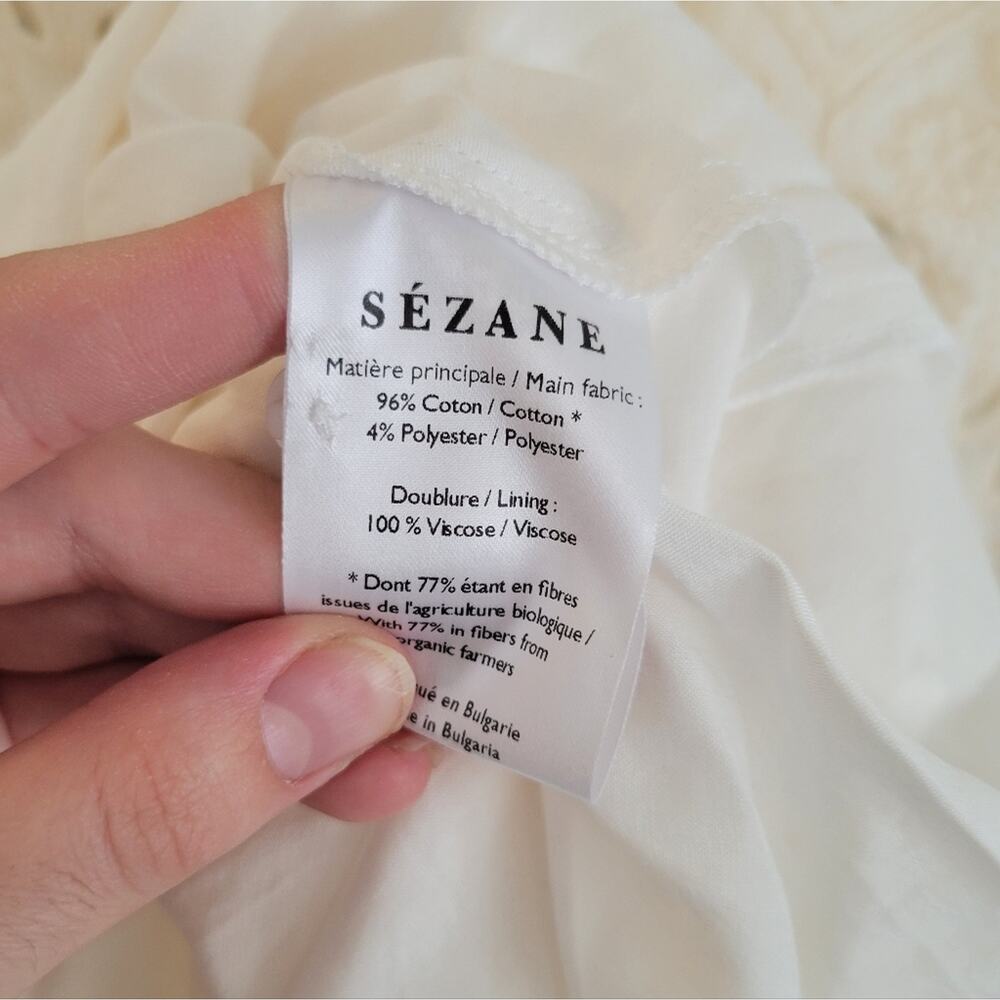 Sezane Cream White Floral Mini Louison Eyelet Embroidered Dress in Ecru Size 34 - Picture 16 of 16